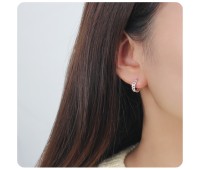 Designed Chain Silver Hoop Earring HO-1842